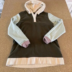 Lands' End Serious Sweats Sweatshirt Hoodie Size M 10-12 Color-Block Pullover